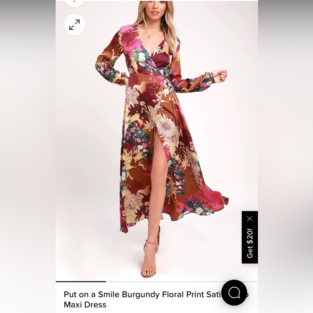 Lulu’s floral wrap long sleeve maxi dress
